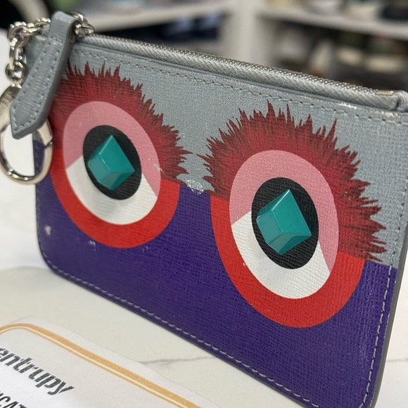 Fendi Hypnoteyes Gray and Purple Keychain Wallet - Picture 5 of 5